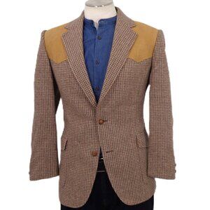 44L Pendleton 100% Virgen Wool Hopsack Sport Coat Patch Elbow Yoke Patch